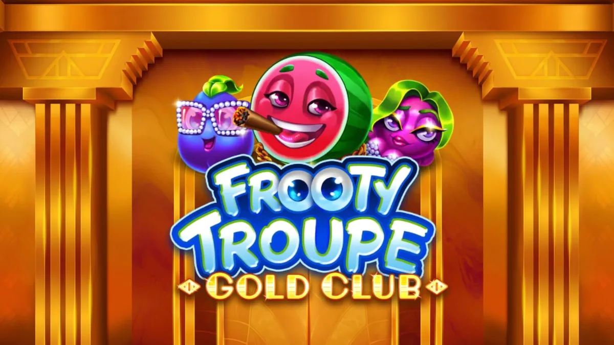 Frooty Troupe – Gold Club slot machine interface na may gintong tema at mga prutas
